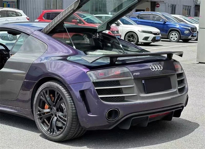For Audi R8 V8 V10 2008-2015 Real Carbon Fiber Rear Bumper Lip Diffuser Splitters Spoiler Back Car Accessories Body Kit