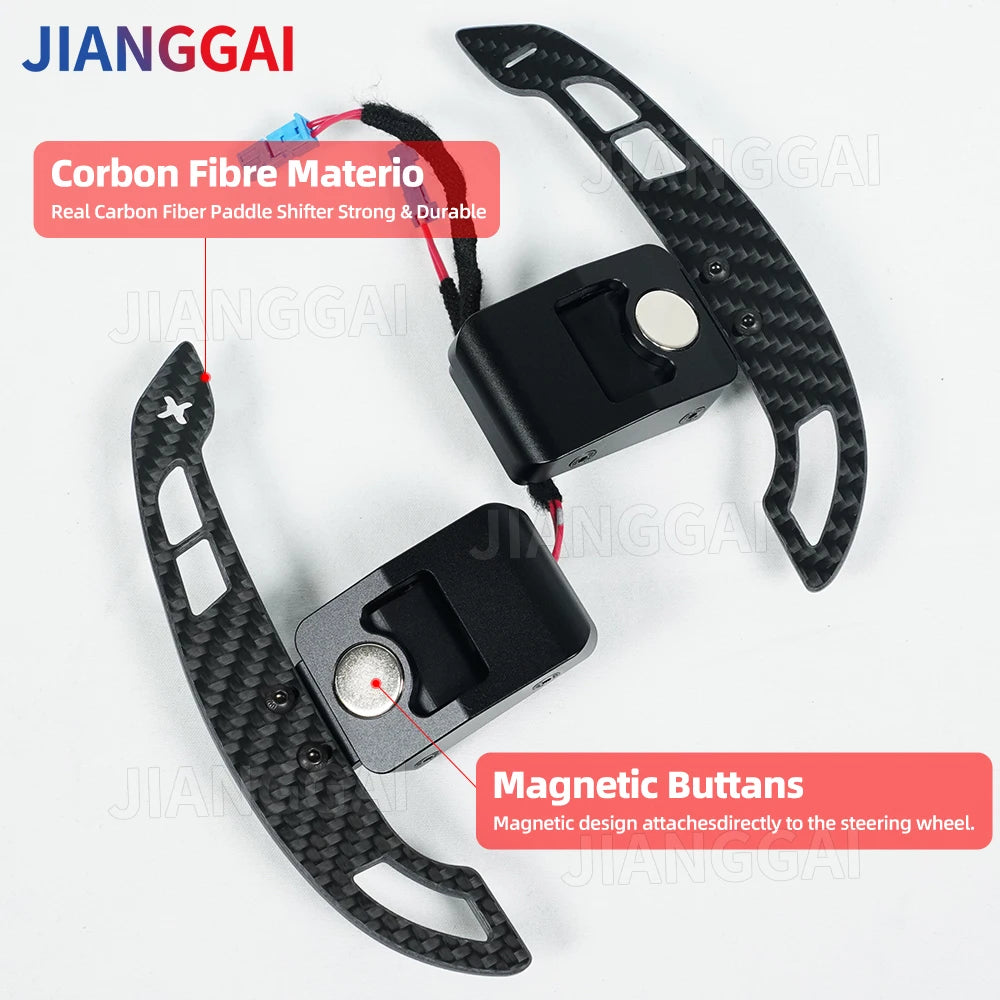 Magnetic Real Carbon Fiber Extended Paddle Shifters with Easy Installation Fit For Audi B9 A3 A4 A5 S3 S4 S5 RS3 RS4 RS5 Car Accessories