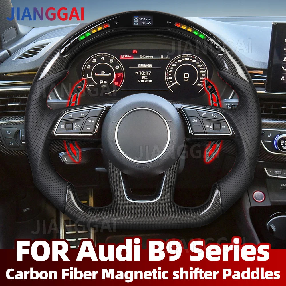 Magnetic Real Carbon Fiber Extended Paddle Shifters with Easy Installation Fit For Audi B9 A3 A4 A5 S3 S4 S5 RS3 RS4 RS5 Car Accessories