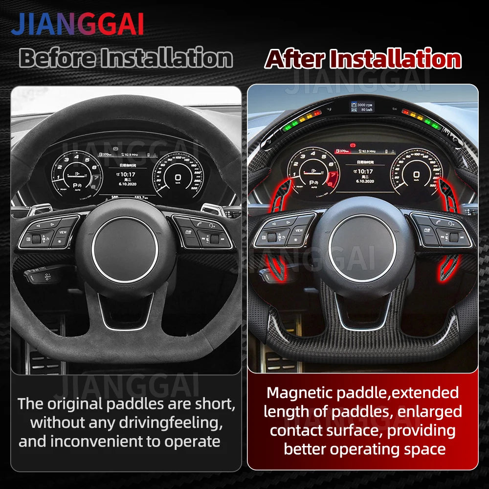Magnetic Real Carbon Fiber Extended Paddle Shifters with Easy Installation Fit For Audi B9 A3 A4 A5 S3 S4 S5 RS3 RS4 RS5 Car Accessories