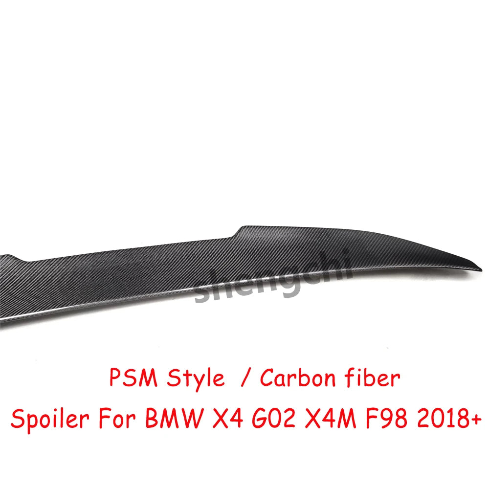 G02 PSM Style Carbon Fiber Rear Trunk Spoiler Wings for BMW X4 G02 X4M F98 M40i M40d Rear Spoiler Duck Tail 2018-2024