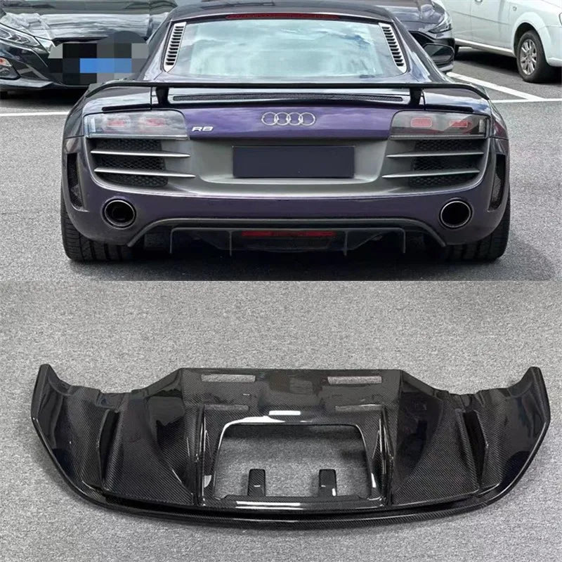 For Audi R8 V8 V10 2008-2015 Real Carbon Fiber Rear Bumper Lip Diffuser Splitters Spoiler Back Car Accessories Body Kit