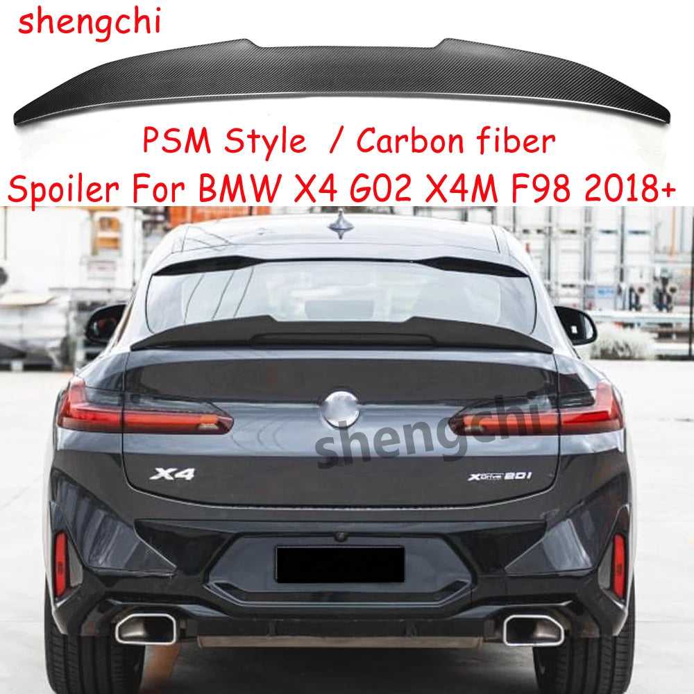G02 PSM Style Carbon Fiber Rear Trunk Spoiler Wings for BMW X4 G02 X4M F98 M40i M40d Rear Spoiler Duck Tail 2018-2024